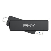 PNY Duo Link V3 USB 3.2 Gen 2 Flash Drive, 256GB, Dual Type-C and Type-A Connectors, Metal Swivel Design, Extreme Read/Write Speeds 1000/800MB/s
