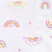 HALO 4506 Sleepsack Swaddle, 3-Way Adjustable Cotton Wearable Blanket, Sunshine Rainbows, Newborn Girls 0-3 Months