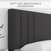 Lecuneey Twin Size Platform Bed Frame with Upholstered Gray Headboard and Under Bed Storage
