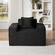 Leumius Boneless Accent Chair with Cupholders, Black