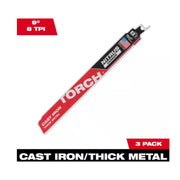 Milwaukee 48-00-5362 Torch 9 in. 8 TPI Nitrus Carbide Teeth Metal Cutting Sawzall Reciprocating Saw Blade (3-Pack)