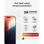 Zagg Glass+ Screen Protector for iPhone 16/15 - 3X Stronger Tempered Glass w/Reinforced Edges