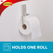 Command Bath Satin Nickel Toilet Paper Holder, Wall-Mounted Metal, Damage-Free Installation, Includes 2 Adhesive Strips, BATH53-SN-ESF