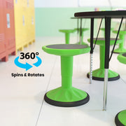 Adjustable Height Kids Active Stool with Bottom in Green, 14