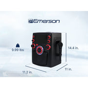 Emerson EK-6002 Portable Bluetooth Karaoke System with 7 in LCD Display, Built-in Speaker, Multicolor LED Lighting, Rechargeable Battery, Wired Microphone, Black