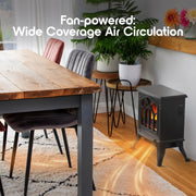 Tzumi 30387 Cozi Portable Stove Heater, Electric Heater with Life-Like 3-D Flame Effect, Dual Heat Levels, Fan-Powered Air Circulation, Black, 18 Inch