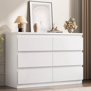Hijob 6-Drawer Dresser, Modern White Dresser 47.3