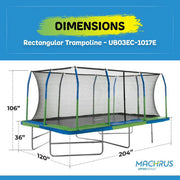 Upper Bounce Machrus Mega 10 X 17 Ft Rectangular Trampoline Set with Premium Top-Ring Enclosure System, Blue Green, UB03EC-1017E