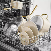 11-Piece Modern Ceramic Cookware Set, Cream - Material: Aluminum
