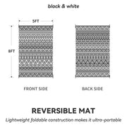 SIXHOME Outdoor Rug 5x8 Waterproof Reversible Patio Rug Boho Geometric Indoor Outdoor Rugs, Black and White
