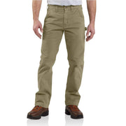 Carhartt Men's Washed Twill Relaxed Fit Work Pants, Dark Khaki, 100% Cotton, Multiple Tool Pockets, Hammer Loop, B324-DKH