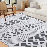 Nefoso N24CE06 Shag Area Rug, 8ft x 10ft, Gray & White
