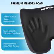 Nexpow Car Seat Cushion, Extra Large Memory Foam, Ergonomic U-Shaped Design, Non-Slip, Washable Cover, Black, MJC053