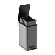 Nine Stars Step-On Bathroom Trash Can, 3 Gallon, Fingerprint-Resistant Stainless Steel, Soft-Close Lid, Pedal Operation, Black