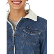 Wrangler Retro 10Lwj320d Sherpa-Lined Western Denim Jacket for Ladies, S, Denim