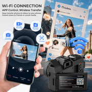 Novzzovaz 4K Point & Shoot Digital Camera, 48MP Photos, 16X Digital Zoom, WiFi Connectivity, Flip 3-Inch Screen, Wide & Macro Lenses, Dual Batteries, 32GB MicroSD Kit, 18272551587