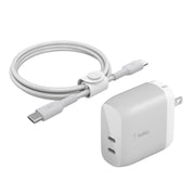 Belkin WCY003dq05SL-RF 40W Dual Port USB-C Wall Charger USB Type C Cable included Charging for iPhone 15 15 Plus 15 Pro 15 Pro Max 14 14 Pro iPhone 13 Series Galaxy S23 Ultra iPad AirPods