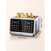 Yabano 7703 4 Slice Toaster, Touchscreen, Dual Independent Control Panels, Stainless Steel