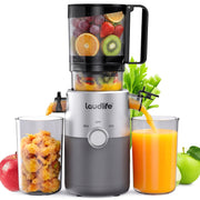 Laudlife 20251113XMZJ Cold Press Masticating Juicer, 5.4 in Large Feed Chute, 150W Motor, Ultra Quiet, BPA Free, Easy Clean, Gray