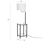 Mainstays TL74508WMDO Glass End Table Floor Lamp with White Shade, Matte Black, 17