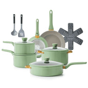 Sensarte SA-FY21-Green 18 Pieces Nonstick Pots and Pans Set, Green