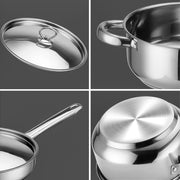 Bestdin 12-Pieces Cookware Set, Nonstick Granite Coating, Stainless Steel, Silver - Durable Construction
