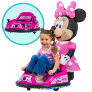 Flybar Minnie Mouse 6V ImaginAir Ride On Bumper Car with Inflatable Character, Dual Joystick Controls, LED Lights, Pink