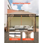 KFFKFF Outdoor Gazebo Netting Replacement, Tear-Resistant Polyester Mesh, 4-Panel with Double Zippers, Fits Most 10 x 12 x 7 ft Gazebos, Protective Canopy Screen, JDM-36BE