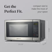 Farberware Countertop Microwave Oven, 1.1 Cu Ft, 1000W, 8 Auto Cook Settings, Defrost Function, Child Safety Lock, Stainless Steel, FMO11WLBKSS