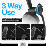 BLACK+DECKER 5-Setting Dual Handheld and Rainfall Shower Head with Anti-Clog Nozzles, 60in Stainless Steel Hose, Chrome BD0029