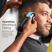 Wahl Sterling 4 Cordless Hair Clipper, Adjustable Taper Lever, 100 Minute Lithium-Ion Battery, Black/Aqua, 3024489