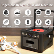 Jazmm Portable CD Player Boombox Combo, 7-in-1 Playback, Bluetooth 5.1 Speakers, Remote Control, FM Radio, 5000mAh Rechargeable Battery