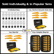 MusicNomad MN668 6 PC. Diamond Coated Electric Guitar Nut Slotting File Set - Light Strings with Storage Case, Yellow