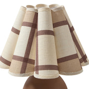 Home Dcor Collection Accent Table Lamp, 12.5 in, Brown Plaid Linen Shade, Ceramic Base, UBD666170517033