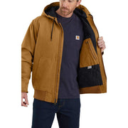 Carhartt Men's Washed Duck Insulated Active Jacket, Brown, X-Large Tall, Hooded, Loose Fit, 104050-BRNXLT