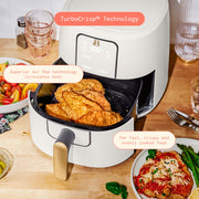 Made By Gather Beautiful 6qt Air Fryer with TurboCrisp Technology, EverGood Ceramic Nonstick Coating, White Icing, 1750W, Touch Display, 29028