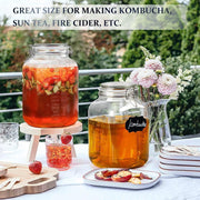 Syntic 1 Gallon Glass Jar with Lid,Wide-Mouth Glass Jars with 2 Measurement Mark Large Capacity 4100 ML For Overnight Oats