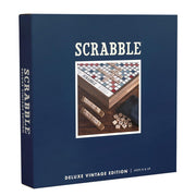 WS Game Company Scrabble Deluxe Vintage Edition Board Game with Rotating Wooden Cabinet, Raised Letter Tile Grid, Built-in Storage, for 2-4 Players Ages 8+, 15.6 in, 6.5 lb, 28810-ALT