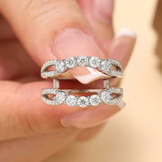 Newshe Jewellery Curved Moissanite Ring Enhancer, 1.3 Carat Total Weight, D Color VVS1 Clarity, 925 Sterling Silver, Size 8