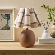 Home Dcor Collection Accent Table Lamp, 12.5 in, Brown Plaid Linen Shade, Ceramic Base, UBD666170517033