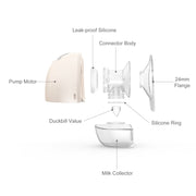 Horigen AOV6861 White Double Electric Breast Pump, Wearable Hands-Free, Smart Memory, 3D Pumping, Portable Quiet