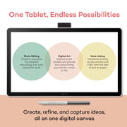 Wacom One 14 Pen Display Drawing Tablet, 14 in Full HD IPS Screen, Battery-Free Stylus with 4,096 Pressure Levels, White, DTC141W0