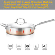 DELARLO Tri-Ply Stainless Steel 7QT Saute Pan w/ lid 12