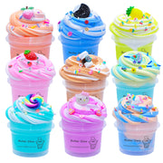 BVEHSR 9 Pack Fruit Dessert Butter Slime Kit, Scented, Super Soft Non-Sticky Texture, Multicolor, Ages 3-12