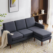 FCH Ktaxon Convertible Sectional Sofa, L Shaped Couch with Linen Fabric, Dark Grey