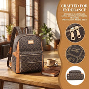 MKP Collection Women Backpack Purse Anti Theft Convertible Leather Travel Shoulder Bag, Coffee/Cream