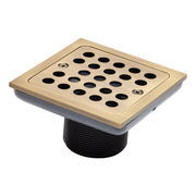 Signature Hardware Menlo Square Shower Drain with Flange Aged Brass