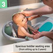 Kids II Ingenuity Comfy Clean Deluxe Baby Bathtub, 3-in-1 Design with Removable Sling, Padded Backrest, Gray, 0-24 Months