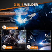ARCCAPTAIN Flux Core Welder 3-in-1 with MIG, TIG & MMA, 110V Synergic Control, Lightweight Portable for Home and Farm Repair MIG130Fit