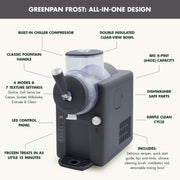 GreenPan Frost Ice Cream Maker, Frozen Drink Machine, 6 Modes, 7 Texture Settings, 2QT Capacity, No Freezer Needed, Gray